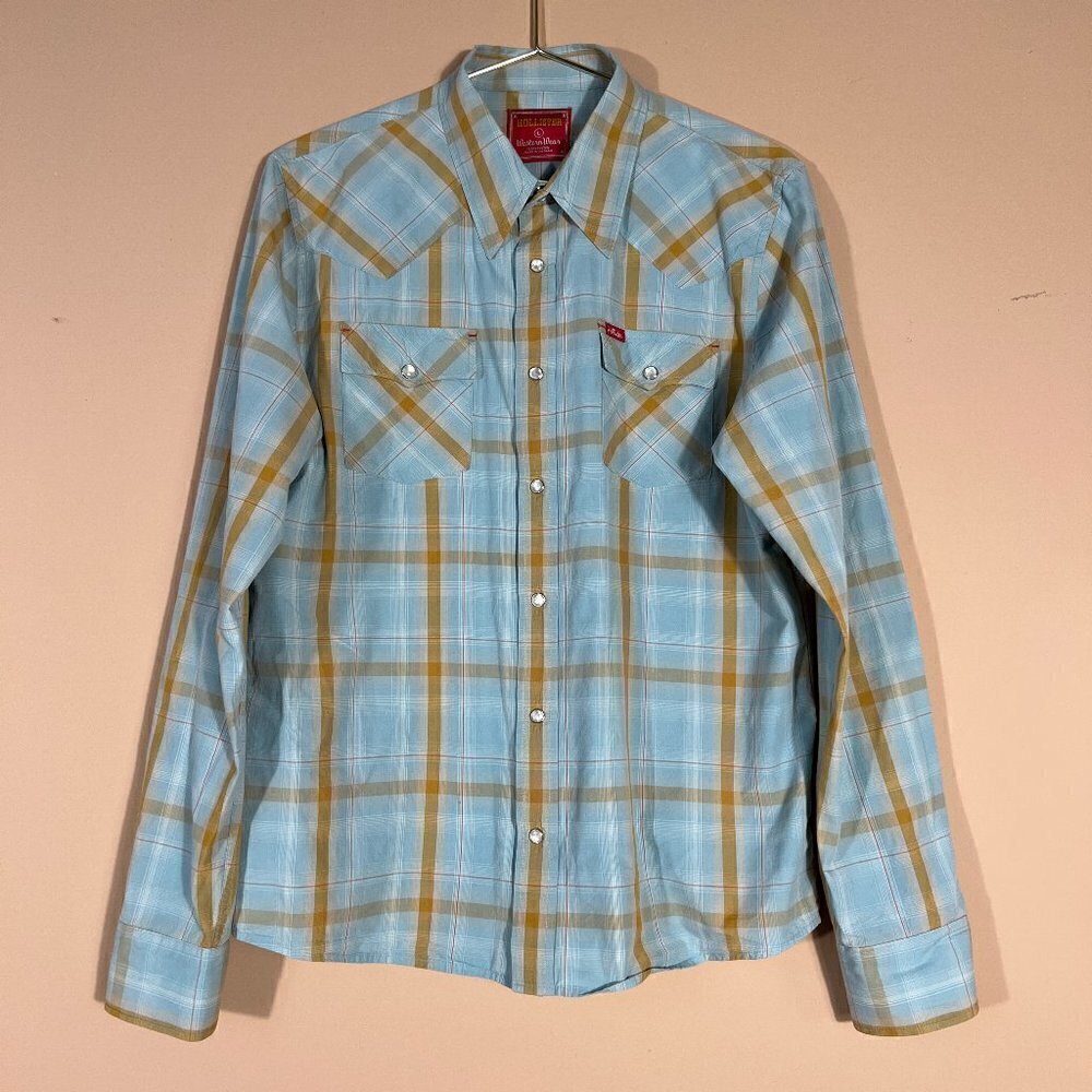 Hollister WesternWear Blue Plaid Button Up Shirt